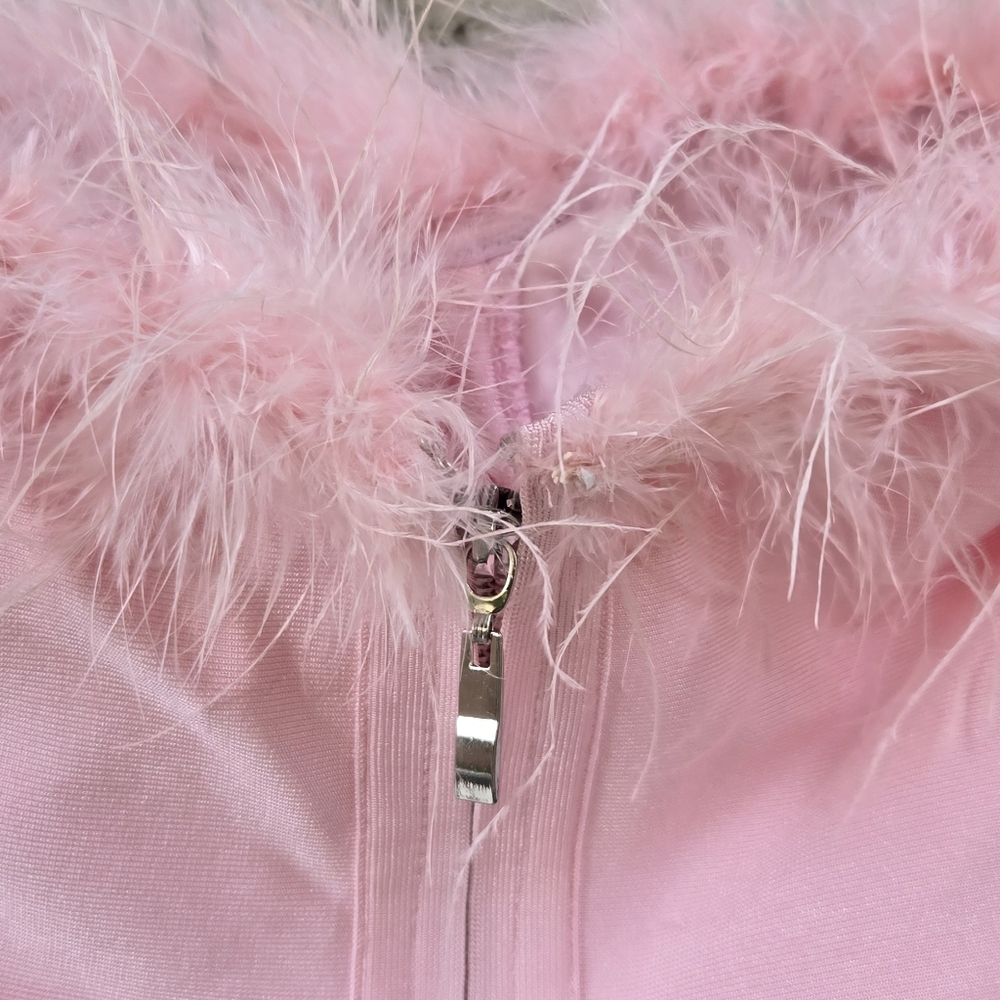 superdown Pink Feather Trim Strapless Crop Top - Picture 9 of 13